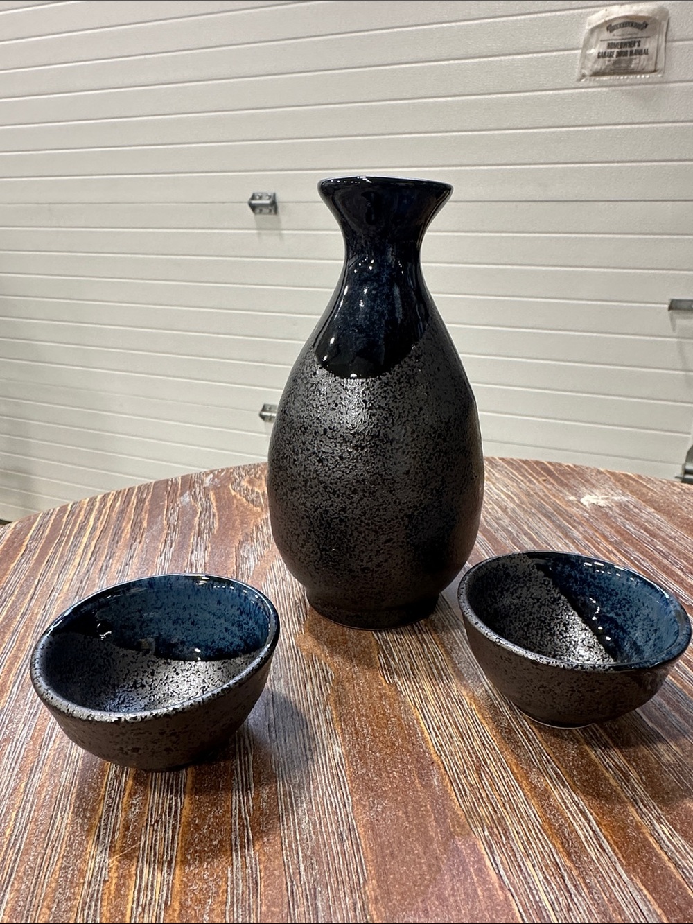 Speckled Black/Blue Ceramic Sake Set